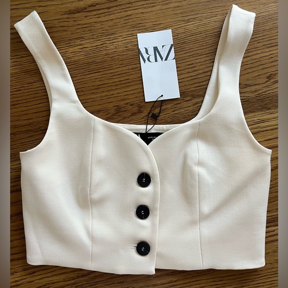Zara SWEETHEART NECKLINE CROP TOP - Picture 1 of 4